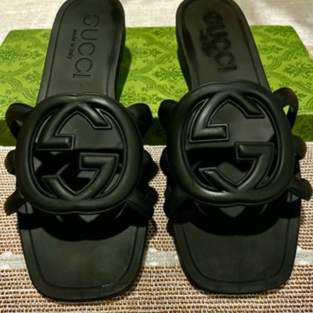 Authentic Women's Interlocking Gucci Slide Sandal - image 1